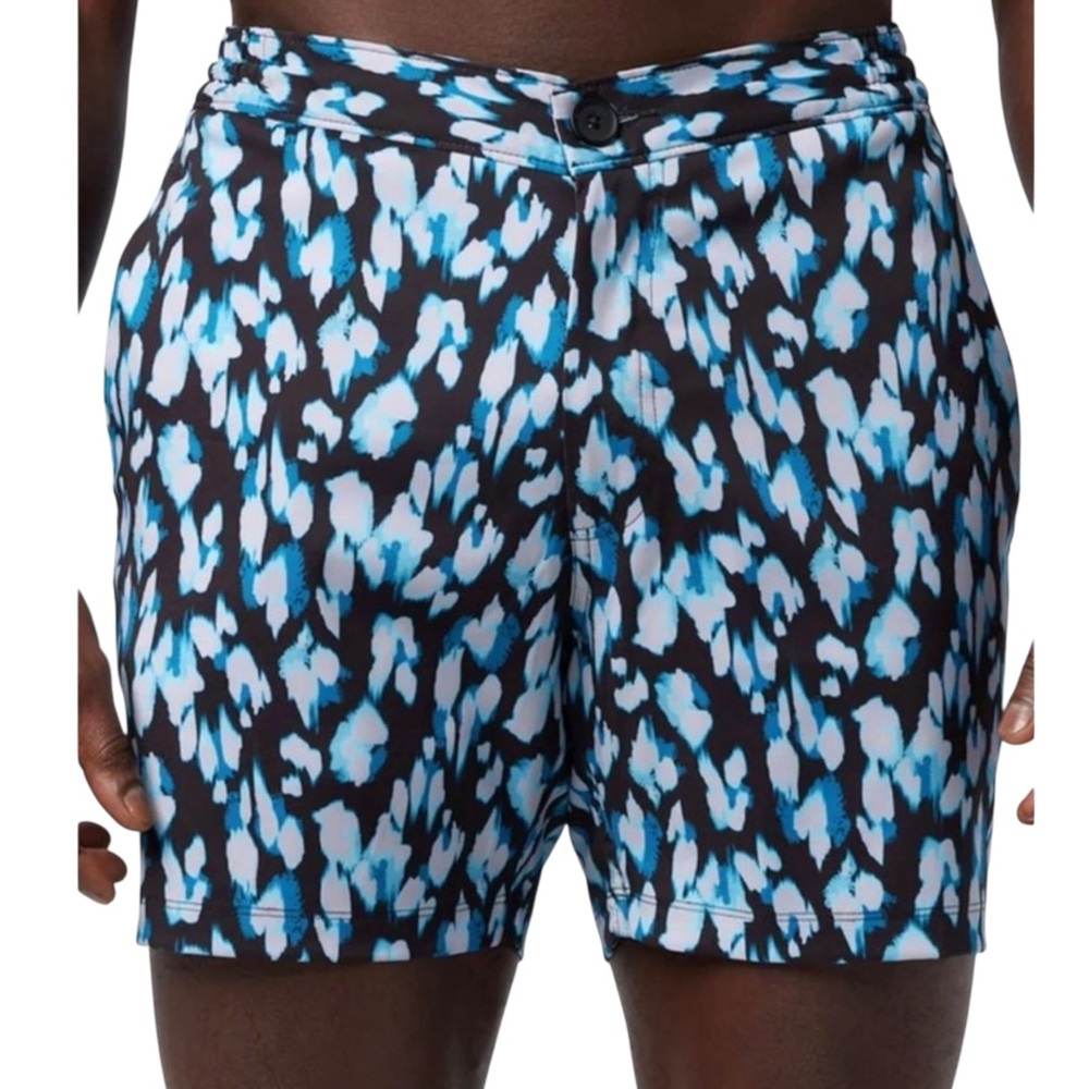 Good Man Brand “Havana” Swim Trunk Shorts in Navy and White Abstract Print NWT